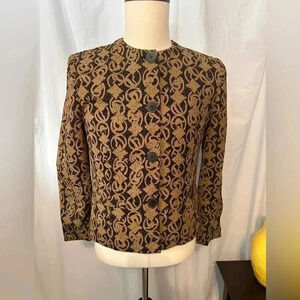 Rena Rowan Blazer. Black/Gold. Button Down. SZ 6. Dressy. Shoulder Pads. Lined.